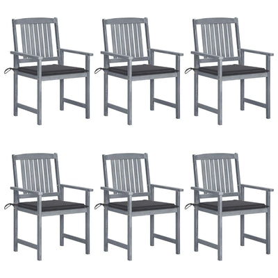 Garden Chairs with Cushions 6 pcs Solid Wood Acacia Grey