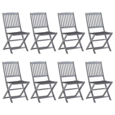 Folding Outdoor Chairs 8 pcs with Cushions Solid Acacia Wood