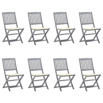 Folding Outdoor Chairs 8 pcs with Cushions Solid Acacia Wood