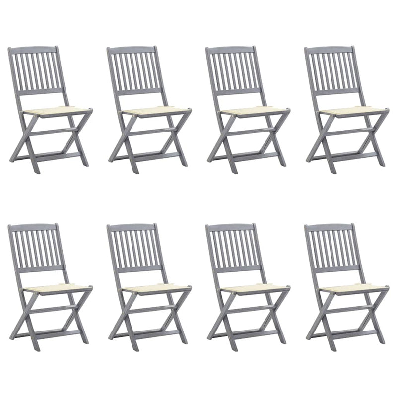 Folding Outdoor Chairs 8 pcs with Cushions Solid Acacia Wood