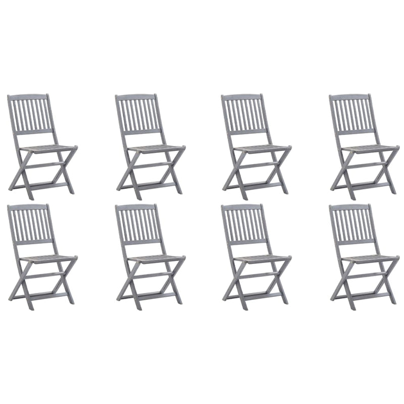 Folding Outdoor Chairs 8 pcs with Cushions Solid Acacia Wood