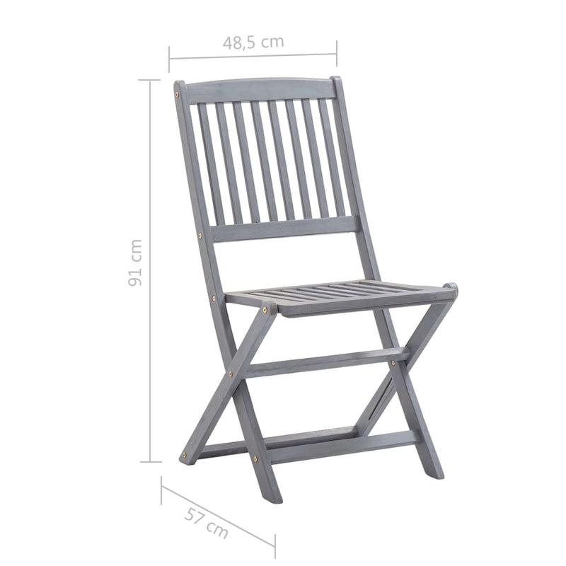 Folding Outdoor Chairs 8 pcs with Cushions Solid Acacia Wood