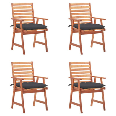 Outdoor Dining Chairs 4 pcs with Cushions Solid Acacia Wood