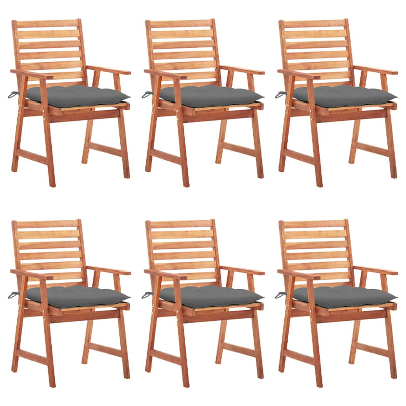 Outdoor Dining Chairs 6 pcs with Cushions Solid Acacia Wood