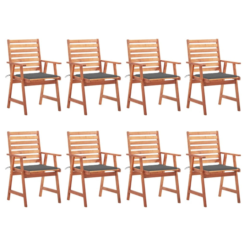 Outdoor Dining Chairs 8 pcs with Cushions Solid Acacia Wood