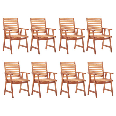 Outdoor Dining Chairs 8 pcs with Cushions Solid Acacia Wood