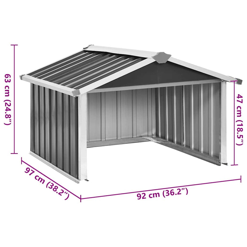 Garden Robot Lawnmower Shed 92x97x63 cm Galvanised Steel Anthracite