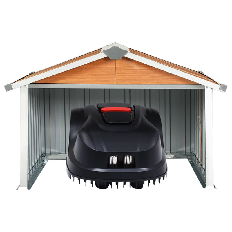 Garden Robot Lawnmower Shed 92x97x63 cm Galvanised Steel Brown