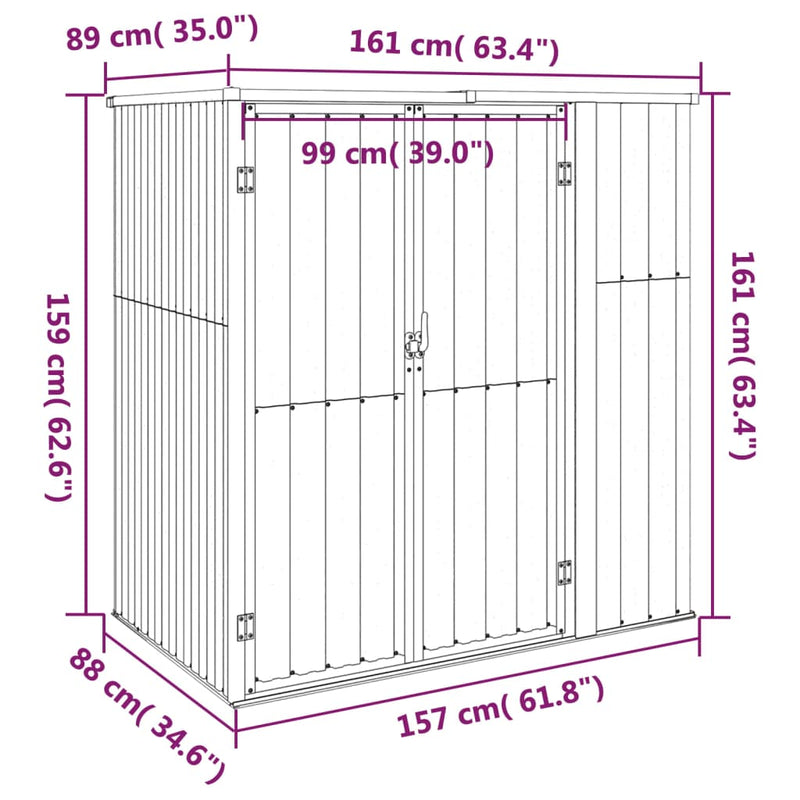 Garden Tool Shed Anthracite 161x89x161 cm Galvanised Steel