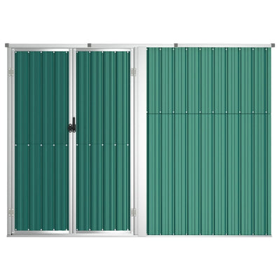 Garden Tool Shed Green 225x89x161 cm Galvanised Steel