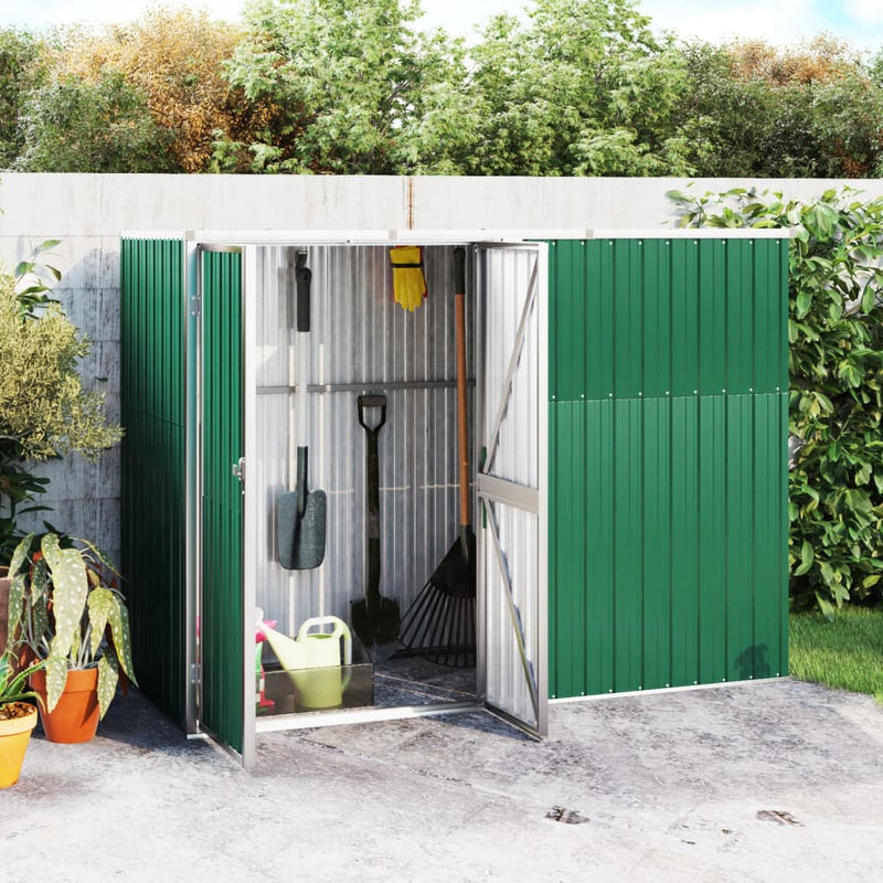 Garden Tool Shed Green 225x89x161 cm Galvanised Steel