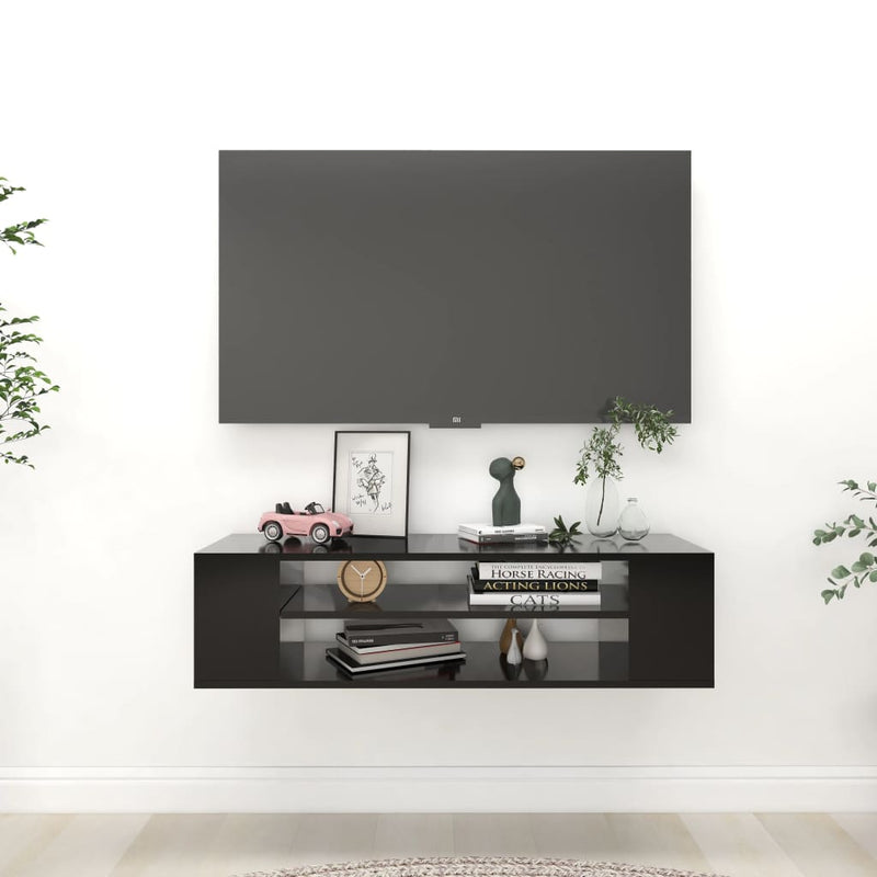 Hanging TV Cabinet Black 100x30x26.5 cm Engineered Wood