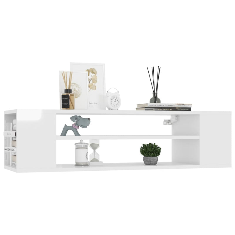 Hanging TV Cabinet High Gloss White 100x30x26.5 cm Engineered Wood