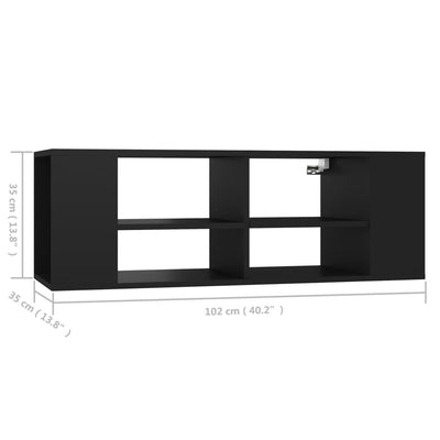 Wall-Mounted TV Cabinet Black 102x35x35 cm Engineered Wood