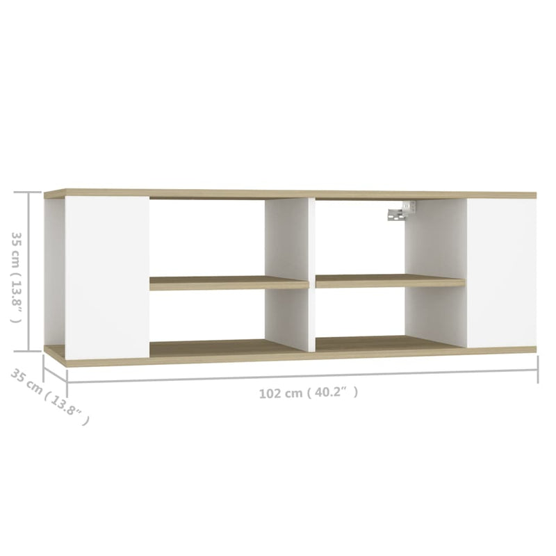 Wall-Mounted TV Cabinet White&Sonoma Oak 102x35x35cm Engineered Wood