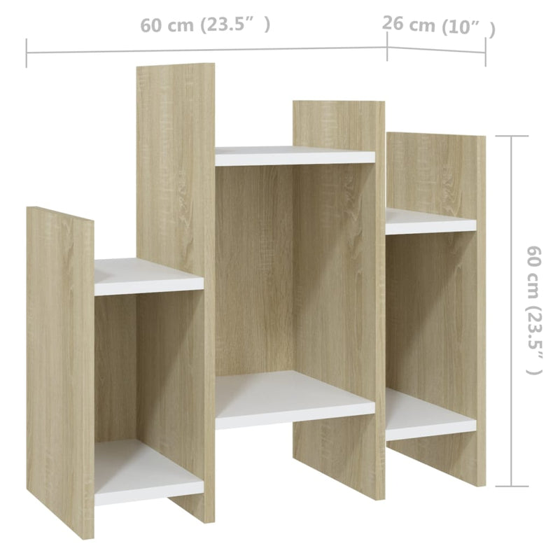 Side Cabinet Sonoma Oak and White 60x26x60 cm Engineered Wood