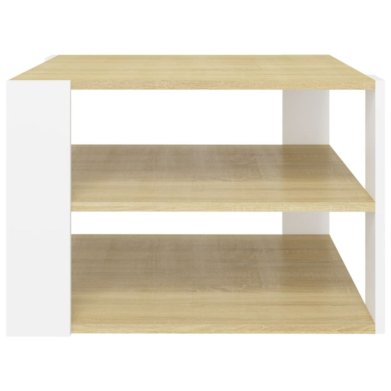 Coffee Table Sonoma Oak and White 60x60x40 cm Engineered Wood