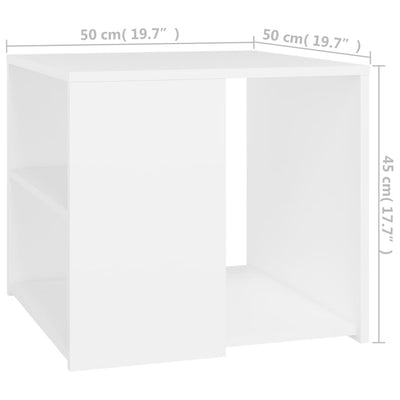 Side Table White 50x50x45 cm Engineered Wood