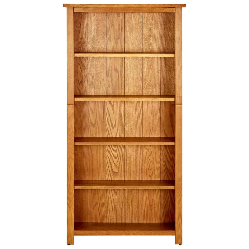 5-Tier Bookcase 70x22x140 cm Solid Oak Wood