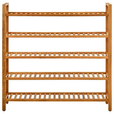 Shoe Rack with 5 Shelves 100x27x100 cm Solid Oak Wood