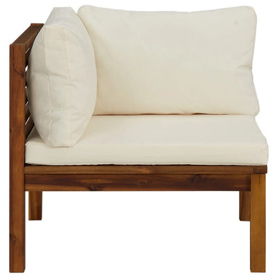 2 Piece Sofa Set with Cream White Cushions Solid Acacia Wood