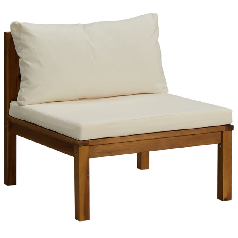 2 Piece Sofa Set with Cream White Cushions Solid Acacia Wood