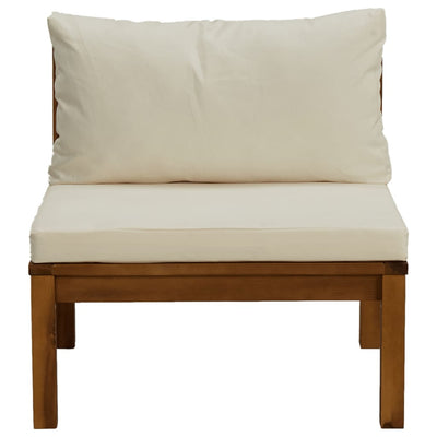 2 Piece Sofa Set with Cream White Cushions Solid Acacia Wood