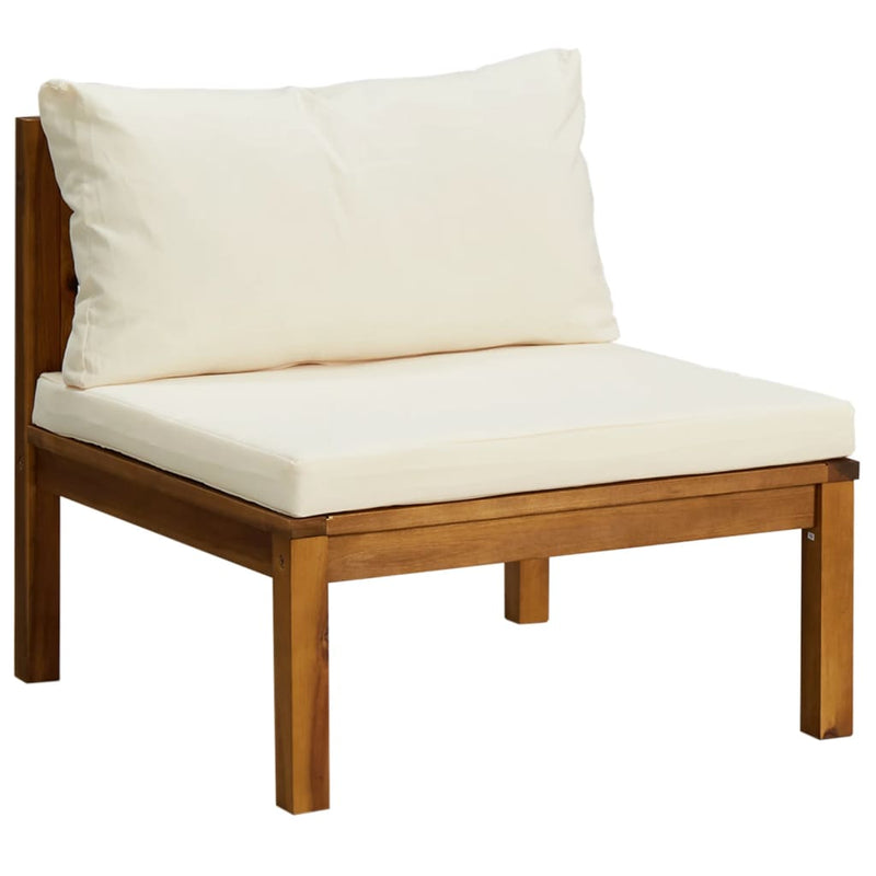 2 Piece Garden Sofa Set with Cream White Cushions Acacia Wood