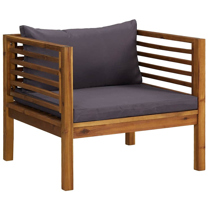 Garden Chair with Dark Grey Cushions Solid Acacia Wood