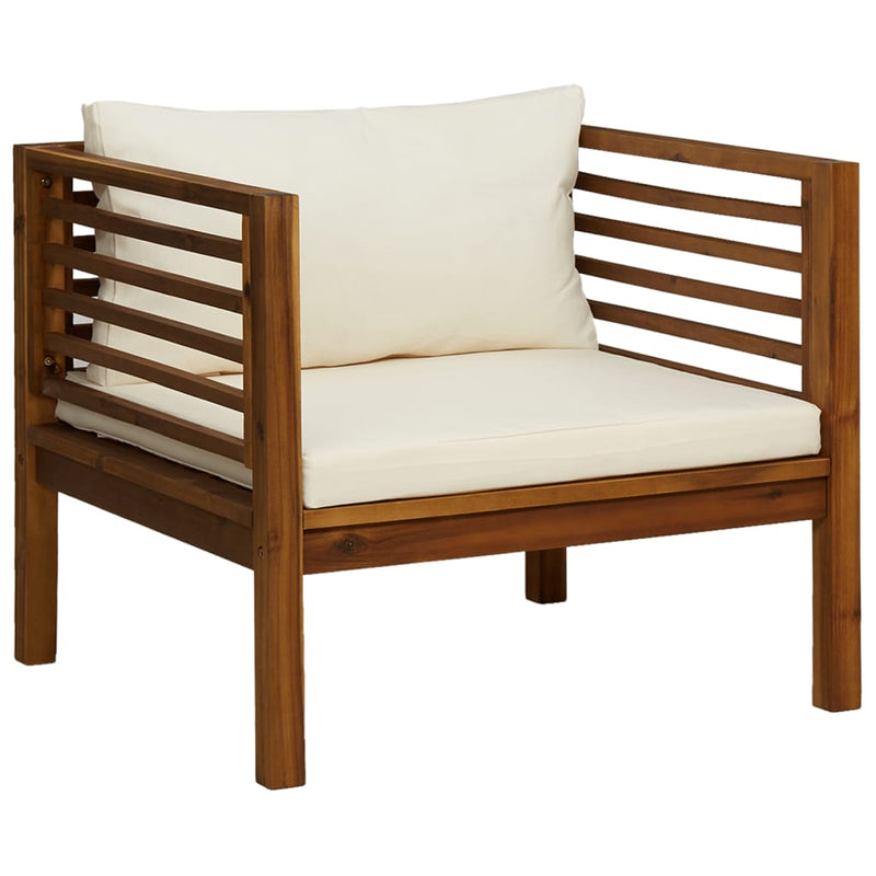 Garden Chair with Cream White Cushions Solid Acacia Wood