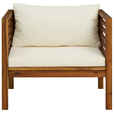 Garden Chair with Cream White Cushions Solid Acacia Wood