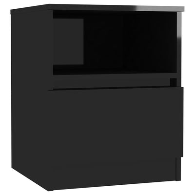 Bed Cabinet High Gloss Black 40x40x50 cm Engineered Wood