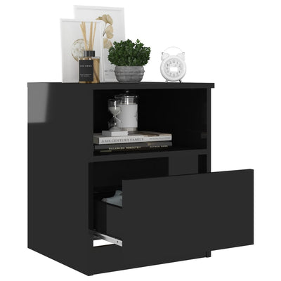 Bed Cabinet High Gloss Black 40x40x50 cm Engineered Wood