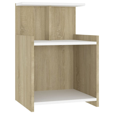 Bed Cabinets 2 pcs White and Sonoma Oak 40x35x60 cm Engineered Wood