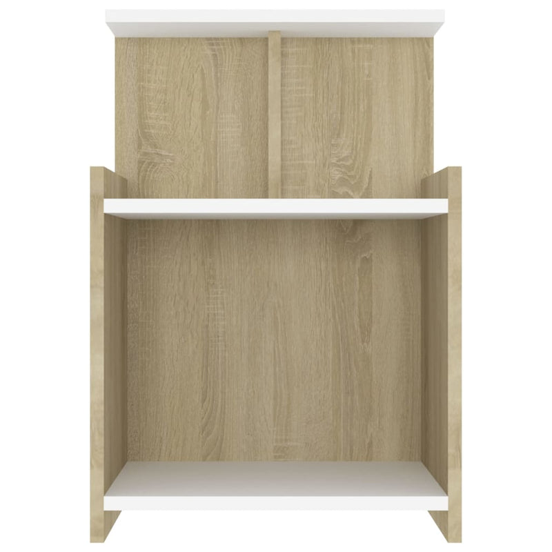 Bed Cabinets 2 pcs White and Sonoma Oak 40x35x60 cm Engineered Wood