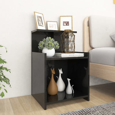 Bed Cabinets 2 pcs High Gloss Black 40x35x60 cm Engineered Wood