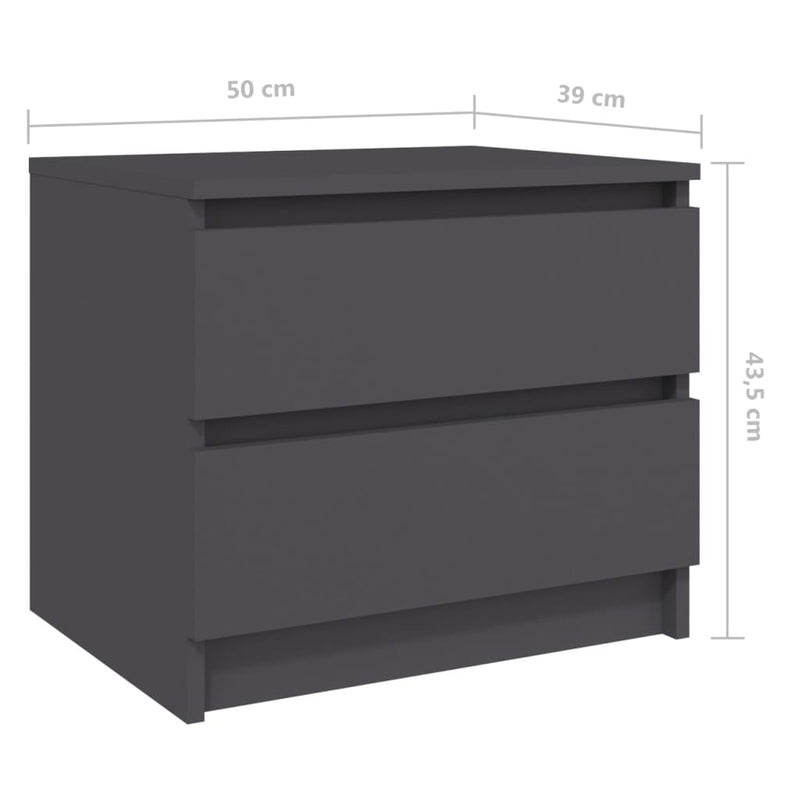 Bed Cabinets 2 pcs Grey 50x39x43.5 cm Engineered Wood