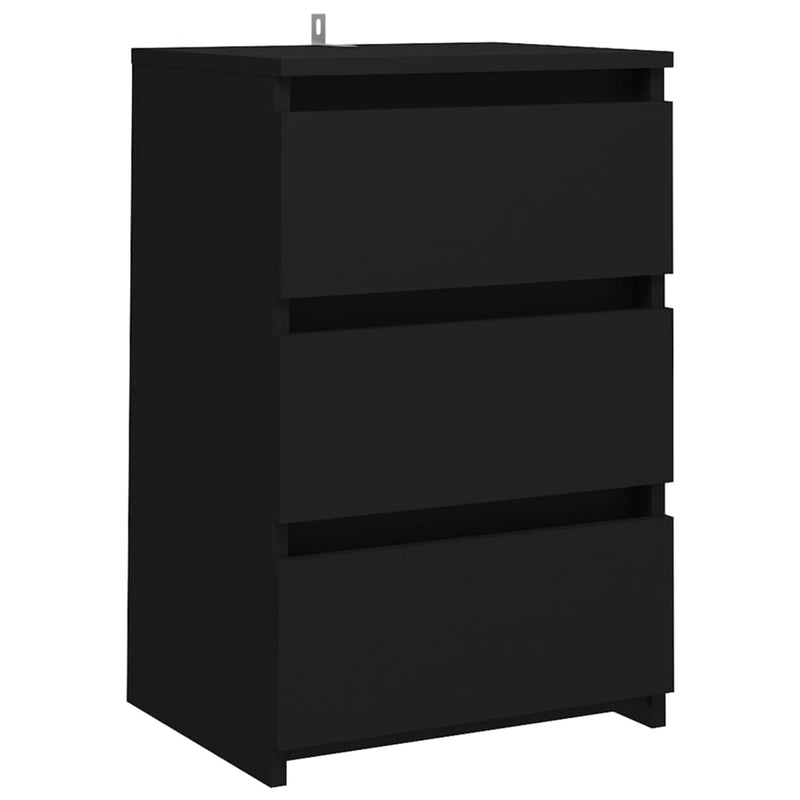 Bed Cabinet Black 40x35x62.5 cm Engineered Wood