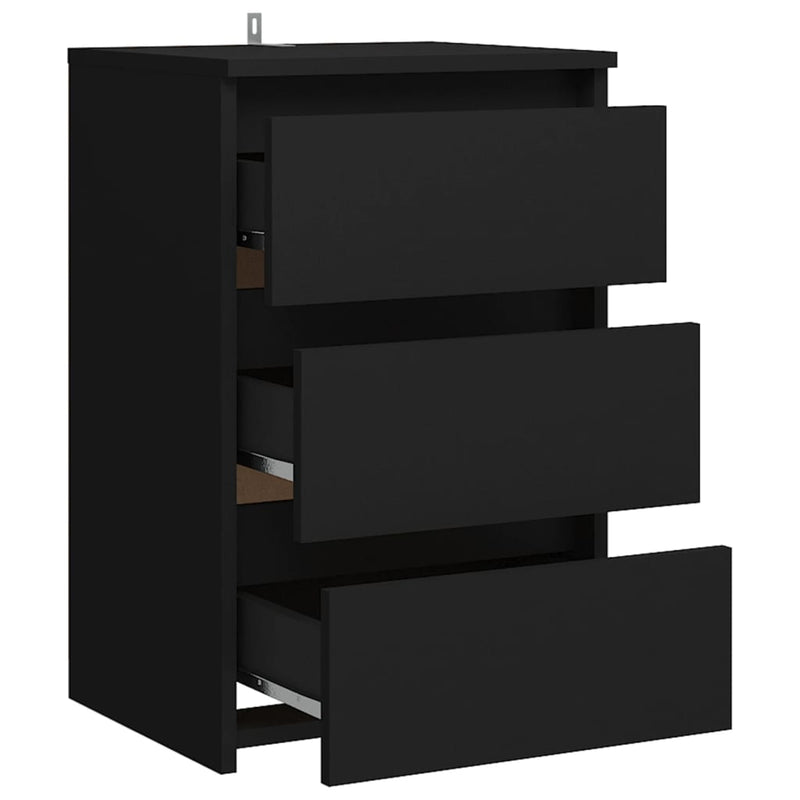 Bed Cabinet Black 40x35x62.5 cm Engineered Wood