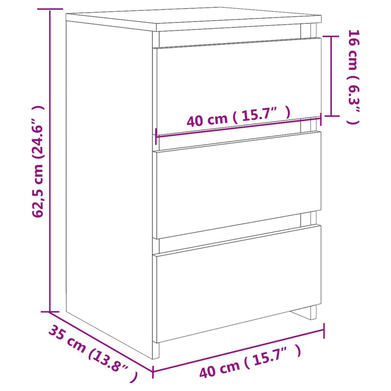 Bed Cabinets 2 pcs Concrete Grey 40x35x62.5 cm Engineered Wood