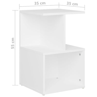 Bedside Cabinet White 35x35x55 cm Engineered Wood