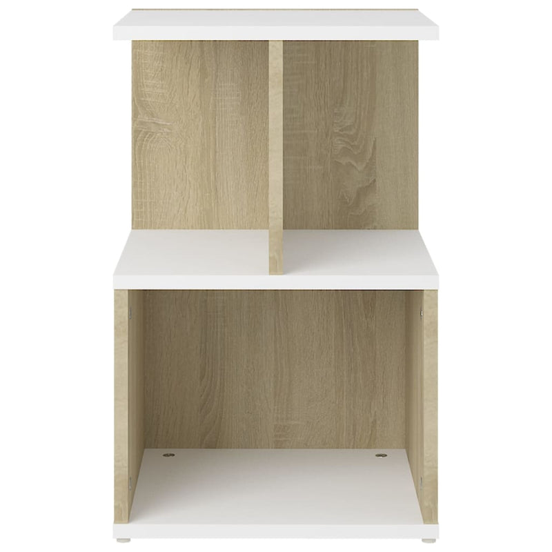 Bedside Cabinets 2pcs White and Sonoma Oak 35x35x55cm Engineered Wood