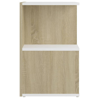 Bedside Cabinets 2pcs White and Sonoma Oak 35x35x55cm Engineered Wood