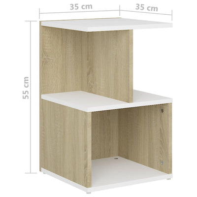 Bedside Cabinets 2pcs White and Sonoma Oak 35x35x55cm Engineered Wood