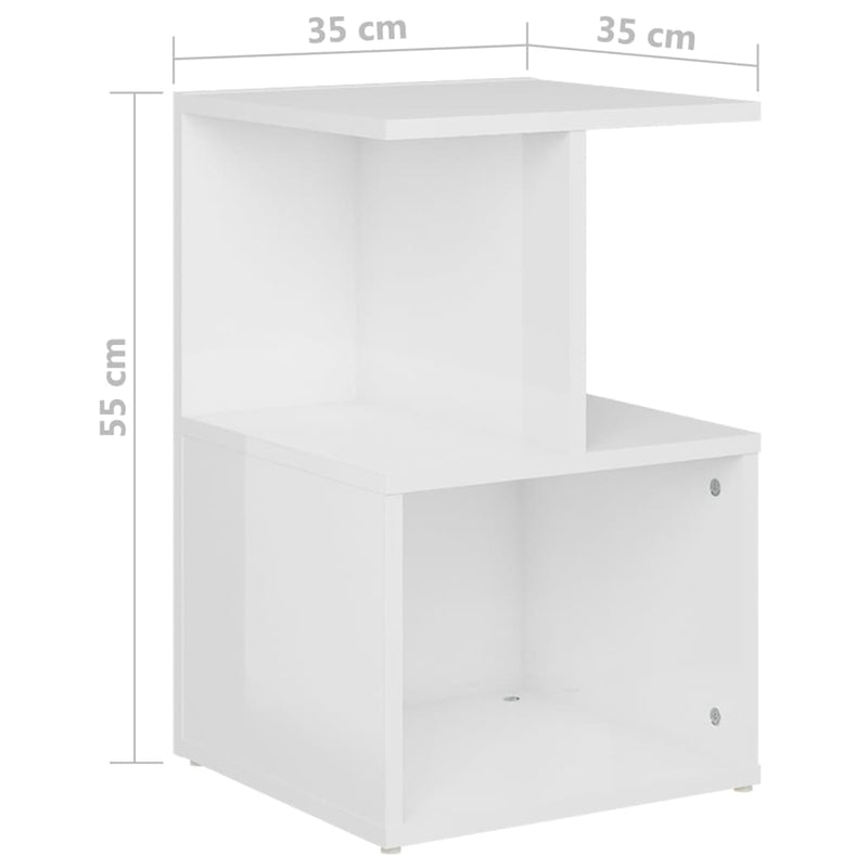 Bedside Cabinets 2 pcs High Gloss White 35x35x55 cm Engineered Wood