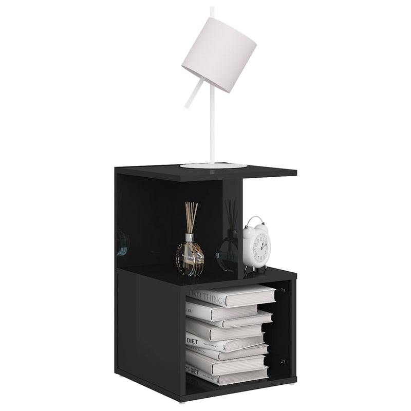 Bedside Cabinet High Gloss Black 35x35x55 cm Engineered Wood