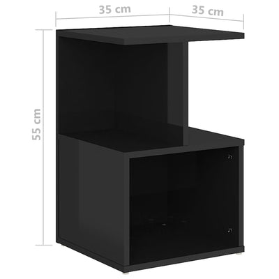 Bedside Cabinets 2 pcs High Gloss Black 35x35x55 cm Engineered Wood