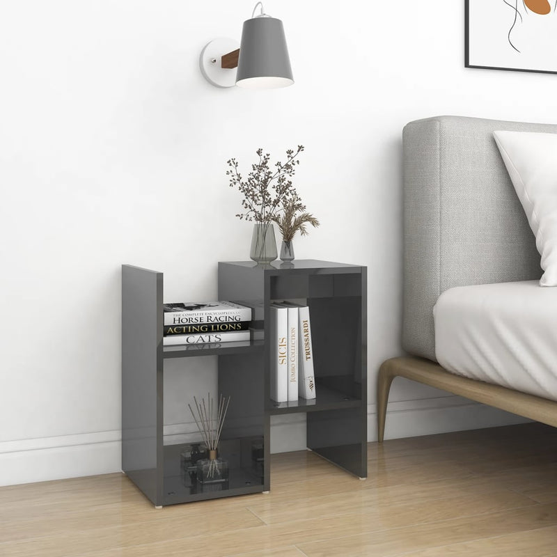 Bedside Cabinet High Gloss Grey 50x30x51.5 cm Engineered Wood