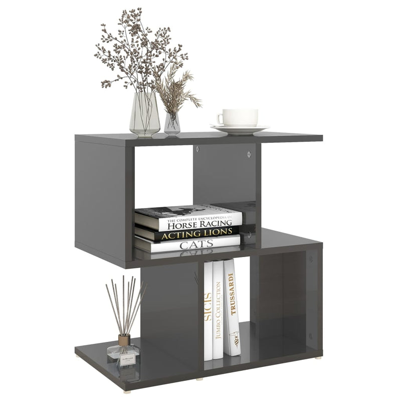 Bedside Cabinet High Gloss Grey 50x30x51.5 cm Engineered Wood