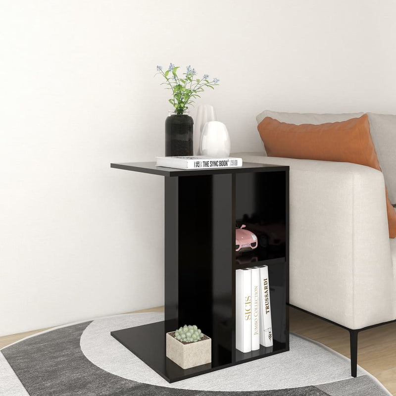 Side Table Black 60x40x45 cm Engineered Wood